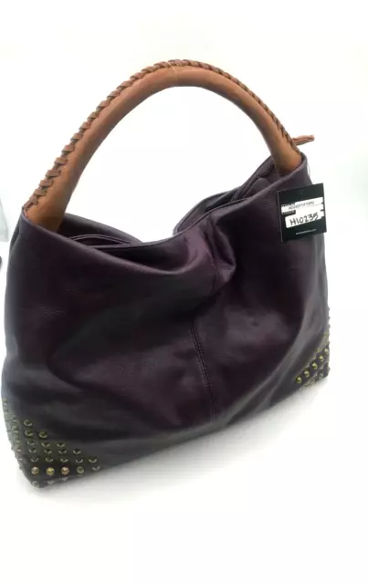 Sondra Roberts Leather Purple/Brown Studded Tote/Handbag