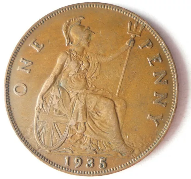 1935 GREAT BRITAIN PENNY - Excellent Coin - FREE SHIP - Bin #409