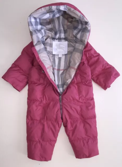 Authentic Burberry Pink Check Kids Infant Baby Snowsuit Coat Jacket 6M 9M