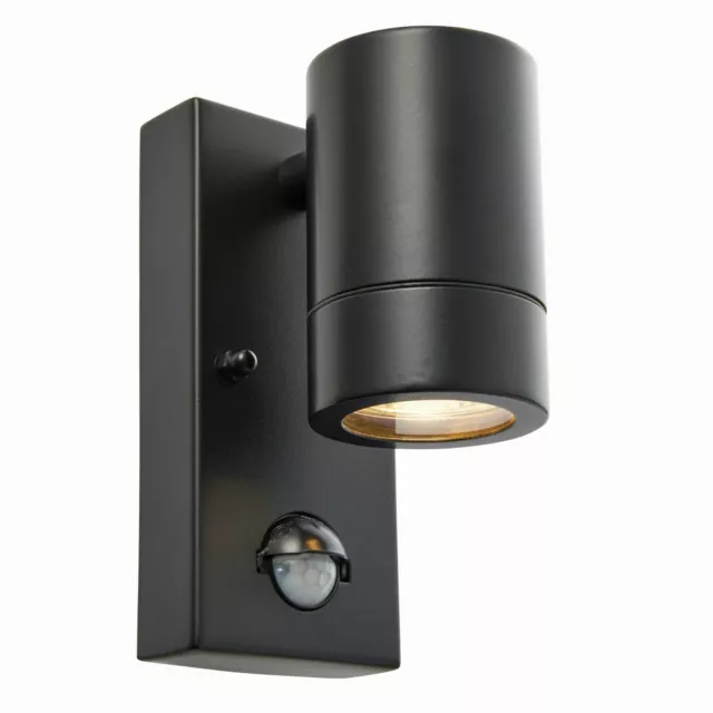 Saxby Palin Outdoor Garden Down Wall Light & PIR Sensor Black/White/Steel IP44 2