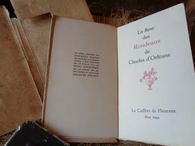LA FLEUR DES RONDEAUX CHARLES D ORLEANS - Coffret de Fleurette 1942 ill. H.David