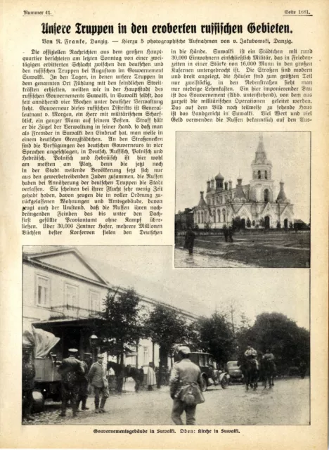 1.WK. R.Franke Danzig Unsere Truppen in eroberten russischen Gebiet Suwalki 1914