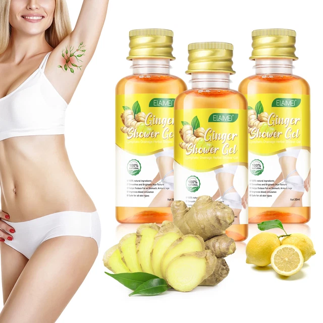 Ginger Body Slimming Wash Shower Gel 3pcs Lymphatic Drainage Herbal Shower Gel