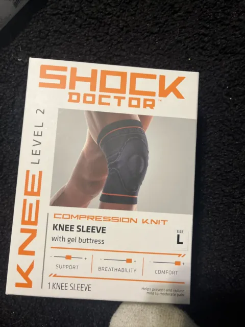 Shock Doctor Compression Knit Knee Sleeve With Gel Support Level 2 Size Large