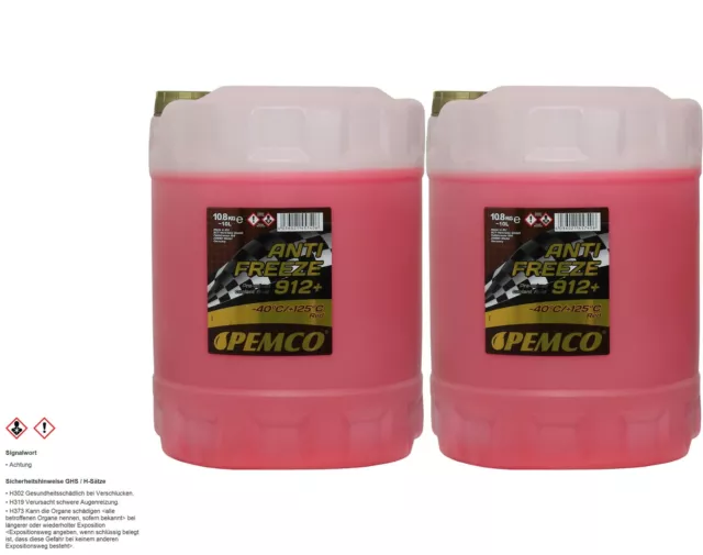 20 Liter PEMCO Kühlerfrostschutz Antifreeze 912+ (-40) ROT ROSA G12+