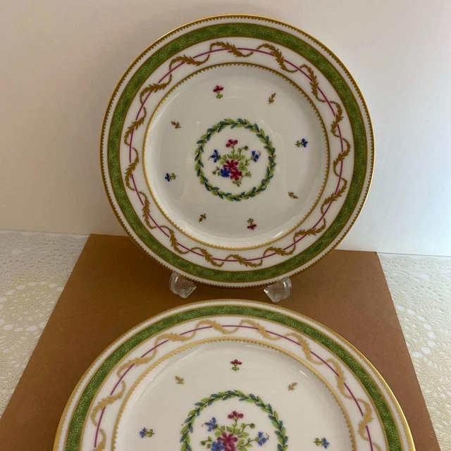 HAVILAND LIMOGES VIEUX Paris Vert Green Plate Set of 2 19cm