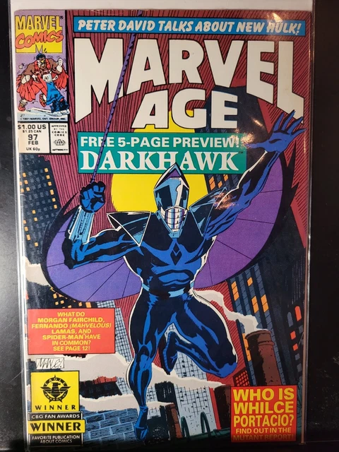 Marvel Age #97 1St Preview Appearance Of Darkhawk 1991