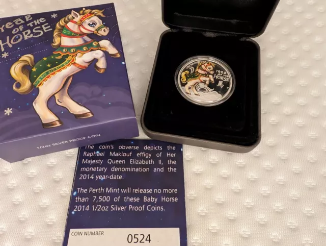 2014 50c Year of the Horse 1/2oz  Baby Horse Silver Coloured Proof Coin