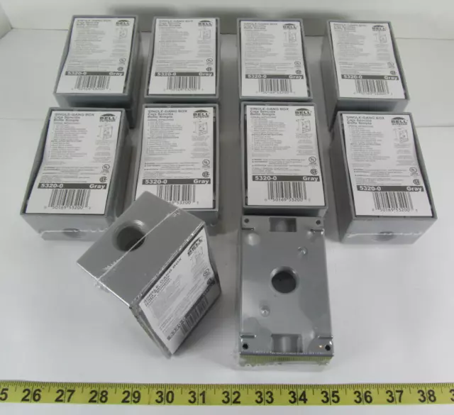 Lot of 10 New NOS Hubbell Raco Bell Outdoor Single-Gang Box Three Outlets 1/2"