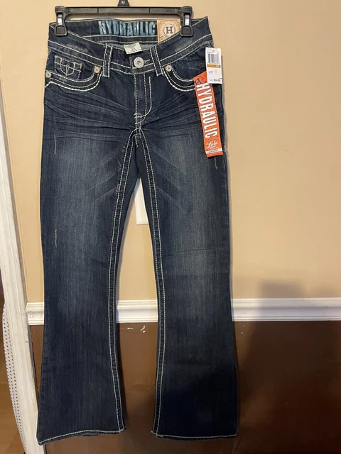 NWT Womens HYDRAULIC Lola Boot Cut  Jeans Size 3/4 R Distressed Factory