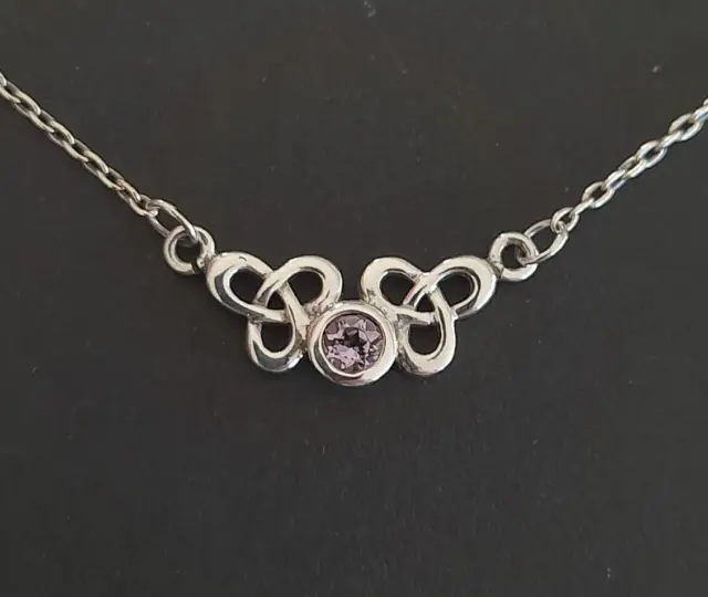 Kit Heath 925 Sterling Silver purple amethyst Celtic knotwork Necklace Pendant
