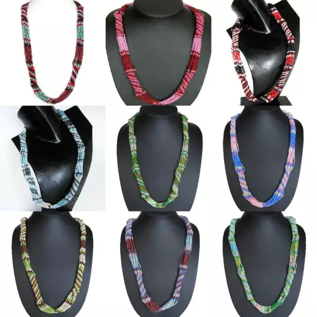 Scegli Colore, 30 " Lungo Tubo Multicolore Bohemien Perline di Vetro Collana