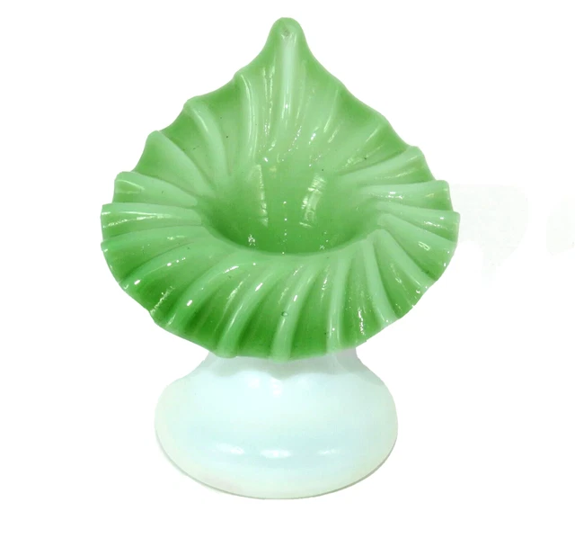 Antique Victorian Boston and Sandwich Glass Jack In The Pulpit Vase Green Rim
