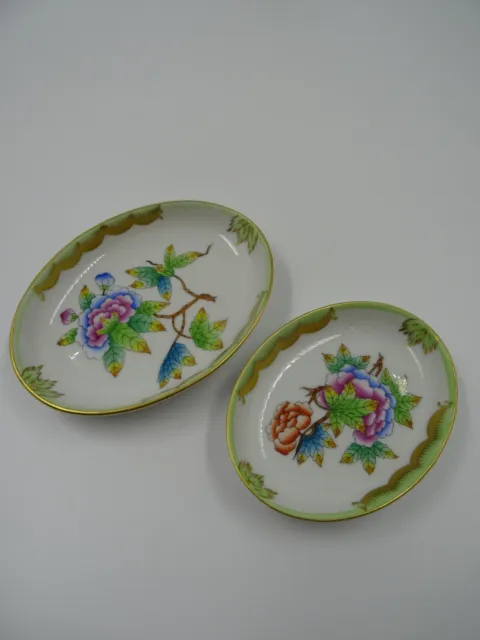 Vintage Herend  Queen Victoria Porcelain Trinket Pin Dishes