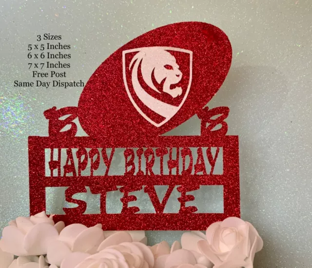 Gloucester Rugby Glitter Birthday Cake Cake Topper Union Fully Assembled 3 Sizes