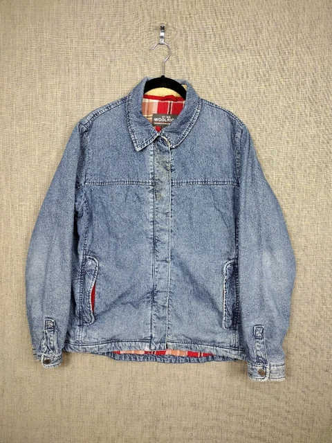 WOOLRICH Jacket Womens Medium Flannel Lined Field Chore Denim Corduroy Vintage
