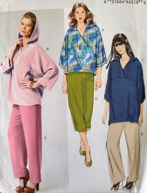 Uncut Butterick B5791 Sewing Pattern Easy Misses Hoodie Tunic Top Shirt Pants