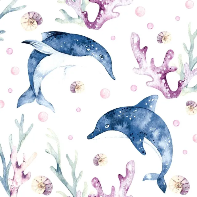 4 Lunch Paper Napkins for Decoupage, Party, Table, Craft, Sea, Playing Dalphins