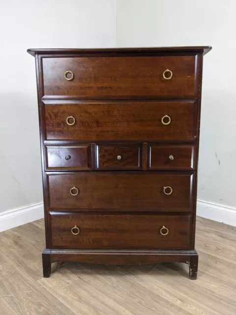 CHEST OF DRAWERS Stag Minstrel Mahogany Tallboy 7 Drawer Brass Ring Handles