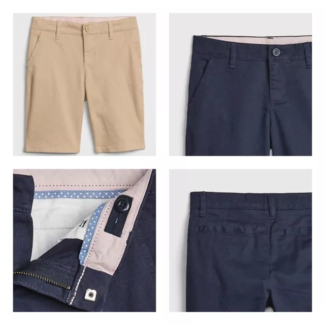 Gap Kids Navy / Khaki Bermuda School Uniform Shorts w/ Gap Shield $30 NWT