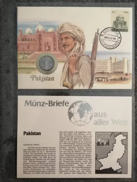 1988 | Pakistan | ESST 20.10.1988 | Stamp Re. 1 | Coin: 10 Pa | 1974 | Numis UNC