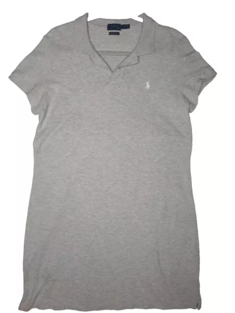 Polo Ralph Lauren Dress Women's Large Gray The Mesh Mini Short Sleeve Collared