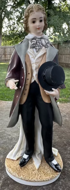 Vtg Lefton Hand Painted Figurine Dapper Man Dressed Up Holding Top Hat Signed