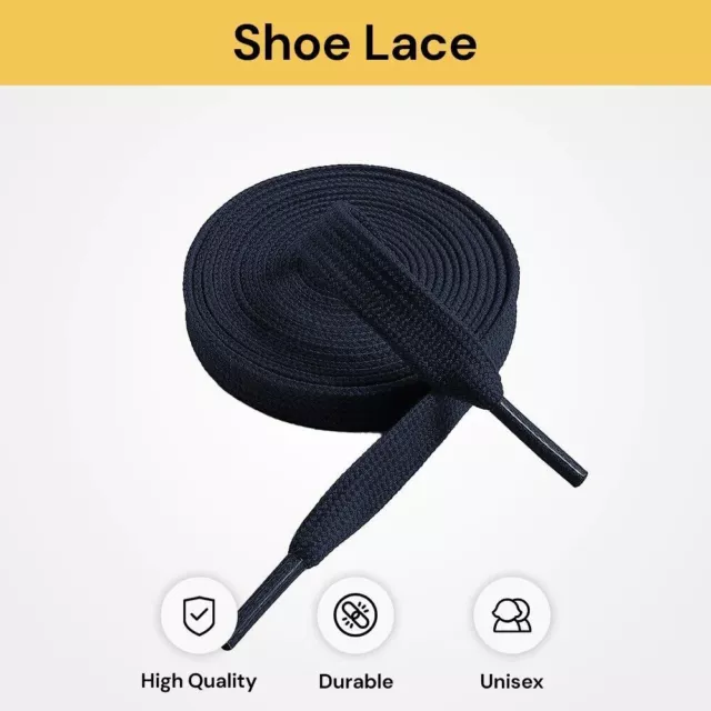 Flat Shoe Laces Lock Shoelaces Sneakers Runners Kids Adults Boot laces Colorful