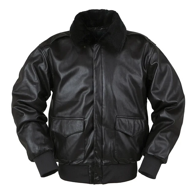 US Air Force Men's Bomber Jacket A2 Pu Leather Military Winter Flight Pilot Coat