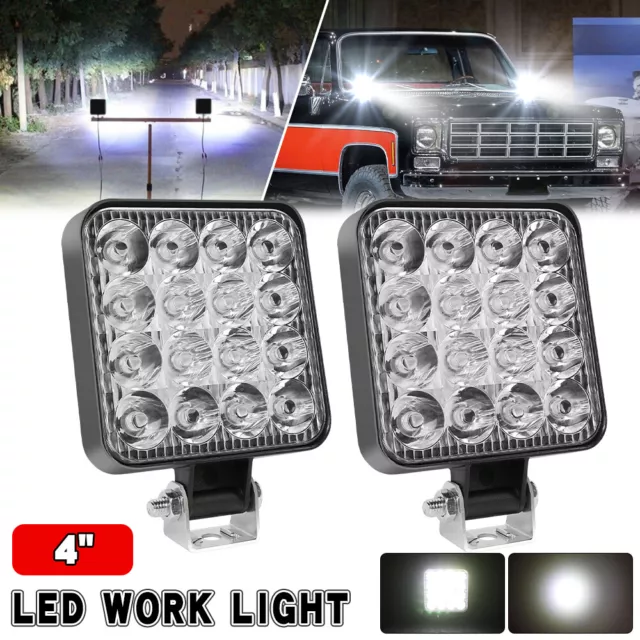 Pair 4"Inch 16 LED Work Light Spot Flood Off Road ATV Truck Reverse Fog Lights