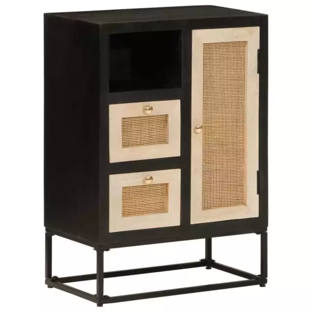 Buffet noir 55x30x76 cm bois massif de manguier et fer vidaXL