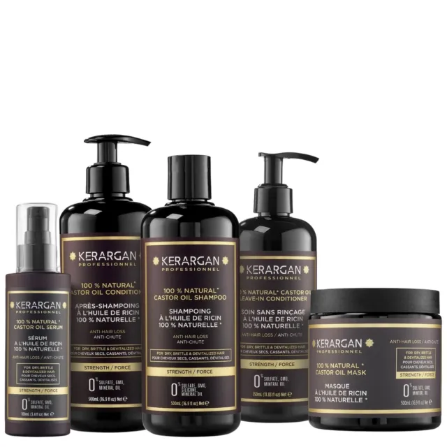 Kerargan - Kit 5 pièces (shampoing, après-shampoing, masque & sérum)  à l’huile