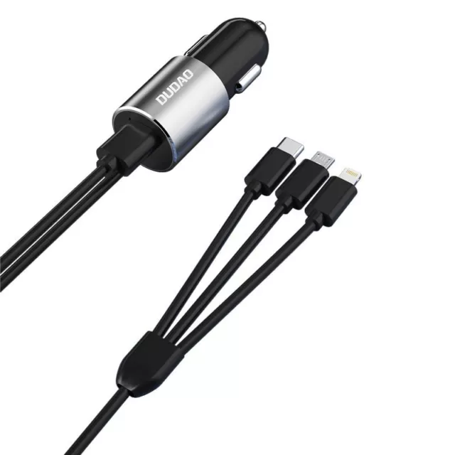 Autoladegerät KFZ-Ladegerät mit Kabel für iPhone/ USB-C / Micro USB Dudao