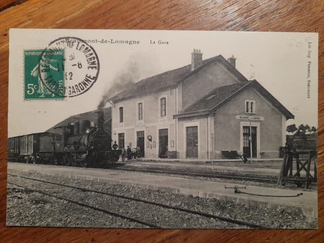 CPA - 82 - BEAUMONT DE LOMAGNE - La Gare - train