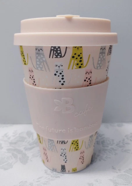 Art Deco Cats Bamboo Fiber Sustainable Reusable Travel Mug by Bamboo Cafe -16 oz