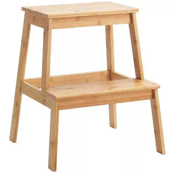 Wooden Bamboo Sturdy Step Stool Kitchen Step Ladder Portable Bench Home Shop Bar