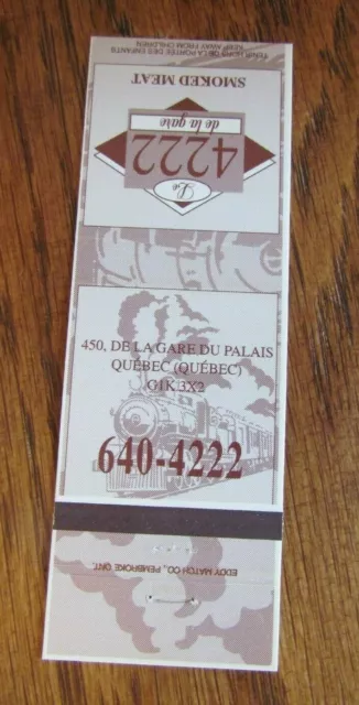 Train On Matchbook Matchcover: Le 4222 De La Gare Smoked Meat (Quebec City) -E25