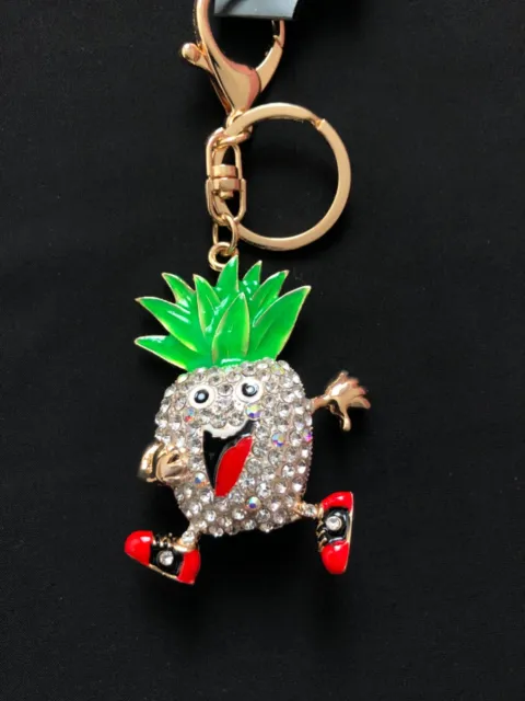 Gold Pineapple Rhinestone Keychain Keyring Bag Charm Gift Diamanté Crystal