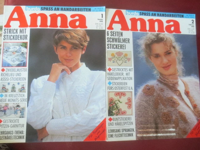 2 X Anna burda Spaß an Handarbeiten 1+2/ 1992 Klöppeln Sticken Stricken Häkel
