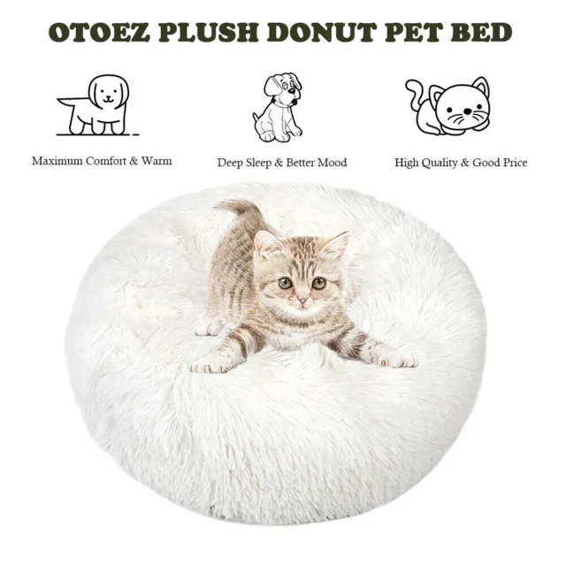 Donut Plush Pet Dog Cat Bed Fluffy Soft Warm Calming Sleeping Kennel Nest mat 3