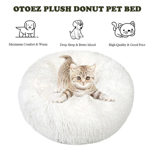 Donut Plush Pet Dog Cat Bed Fluffy Soft Warm Calming Sleeping Kennel Nest mat 3