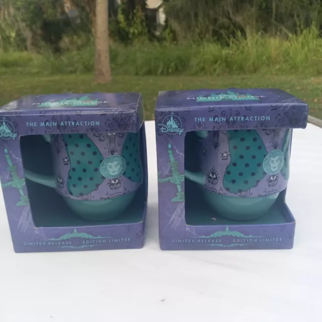 Set Of 2 NIB Disney Minnie Mouse Main Attraction Haunted Mansion Mugs