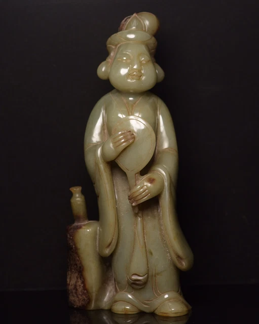 Chinese Exquisite Handmade Figure carving Hetian Jade Statue