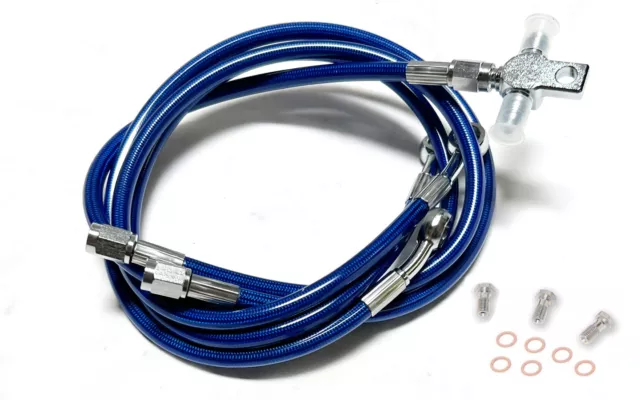 Streamline +2" Steel Braided Front Brake Lines Blue Raptor 660 | 700 All Years 3