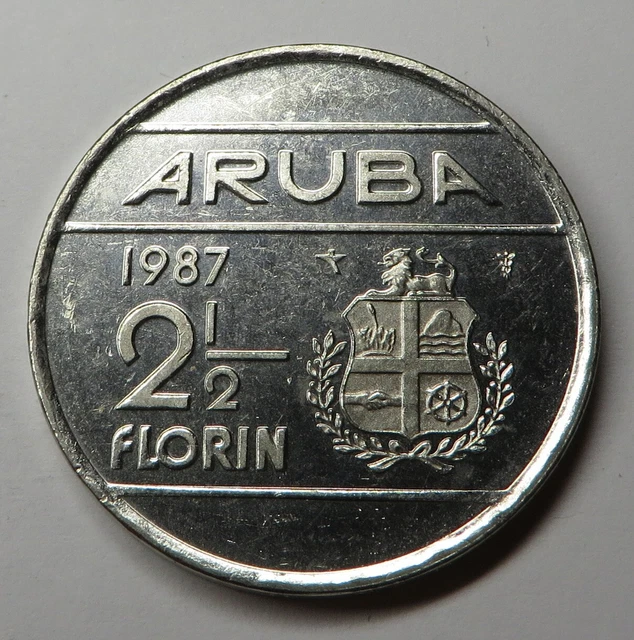 Aruba 2-1/2 Florin 1987(u) Nickel Bonded Steel KM#6 UNC
