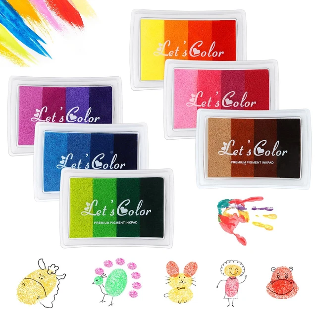 Jiuzcare 24 Tampons Encreurs Couleurs - Non Toxiques, Lavables, Idéal Bricolage Enfant Et Scrapbooking