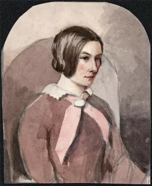 Portrait Of A Lady - Victorian Miniature Watercolour Painting - 19th Century