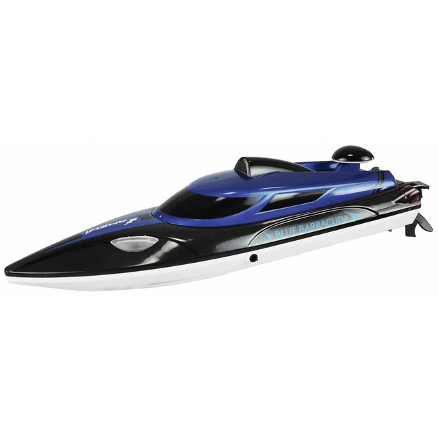 Amewi Blue Barracuda V2 Mini Bateau Télécommandé 2,4 GHz - 25km/h, LED, Refroidissement Eau - Noir/Bleu
