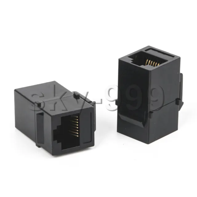 Cat6 RJ45 Inline Coupler Ethernet Cable Extender Pack of 20 Black Color