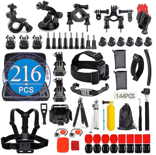 216PCS Accessories Case Pack Chest Head Floating Monopod GoPro Hero 9 8 7 6